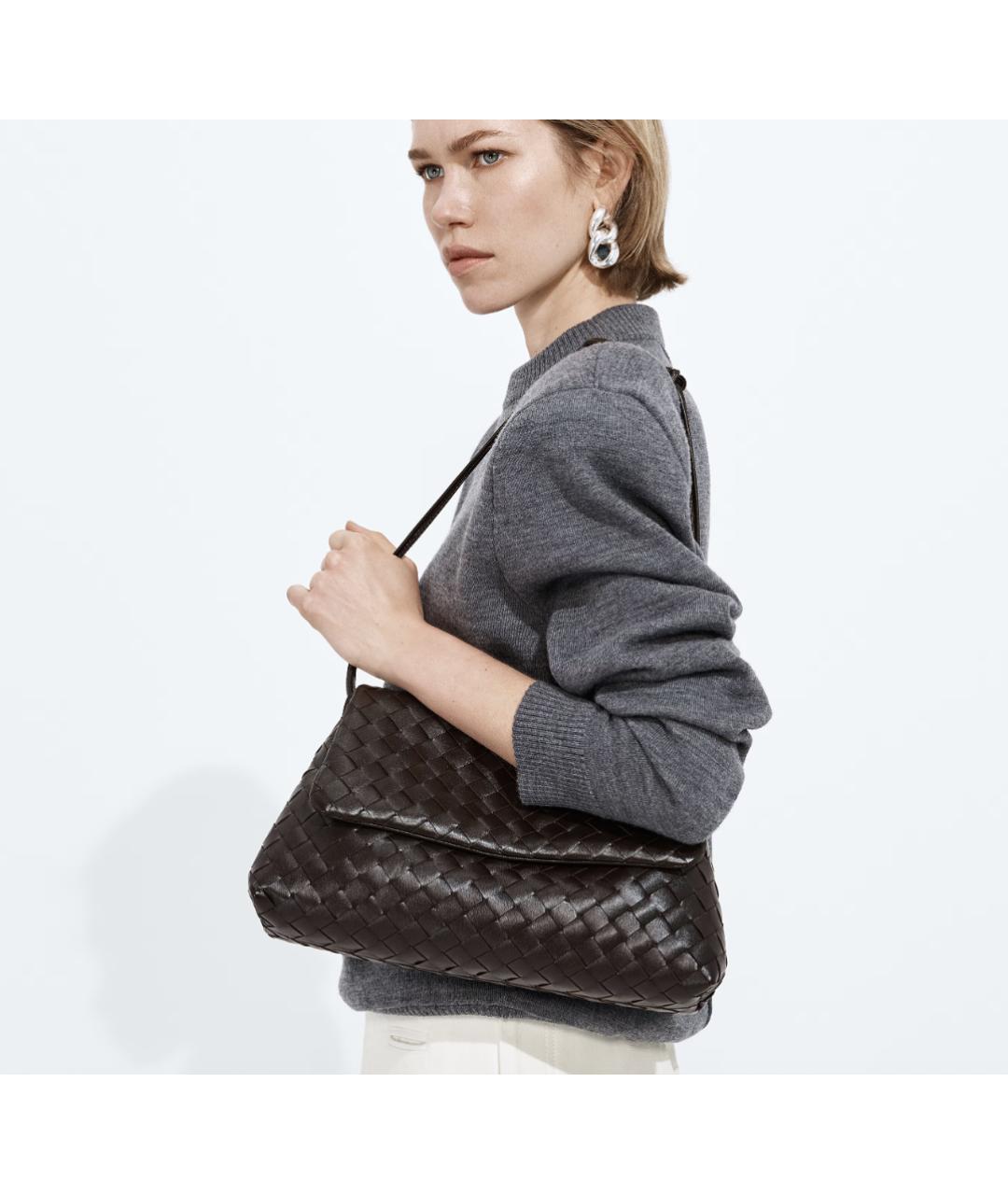BOTTEGA VENETA Коричневая кожаная сумка через плечо, фото 2