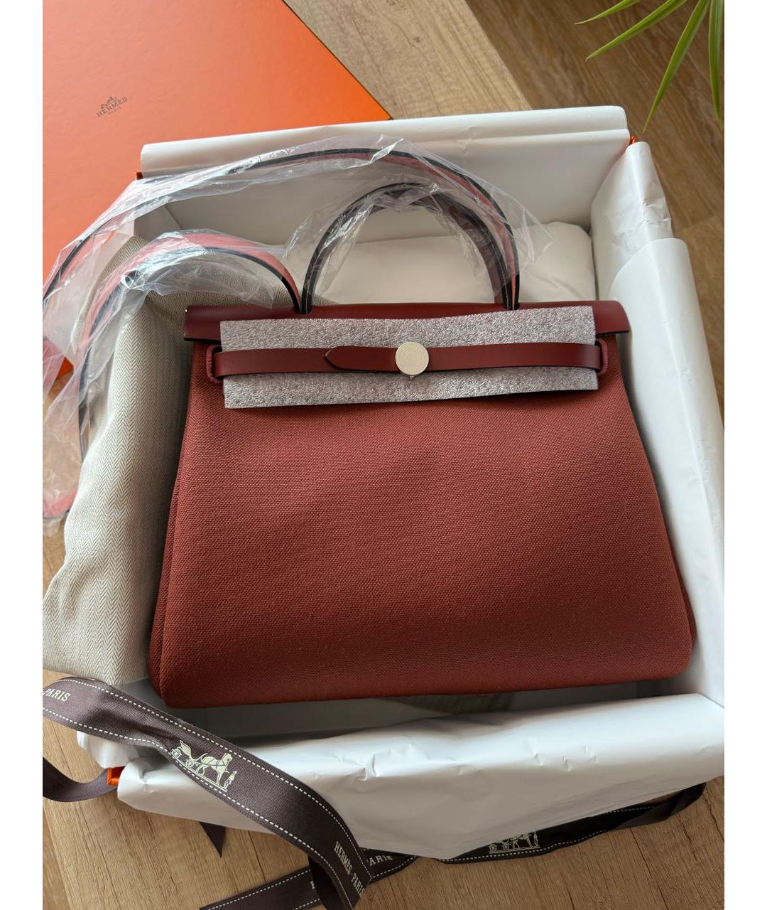 HERMES Бордовая тканевая сумка через плечо, фото 2