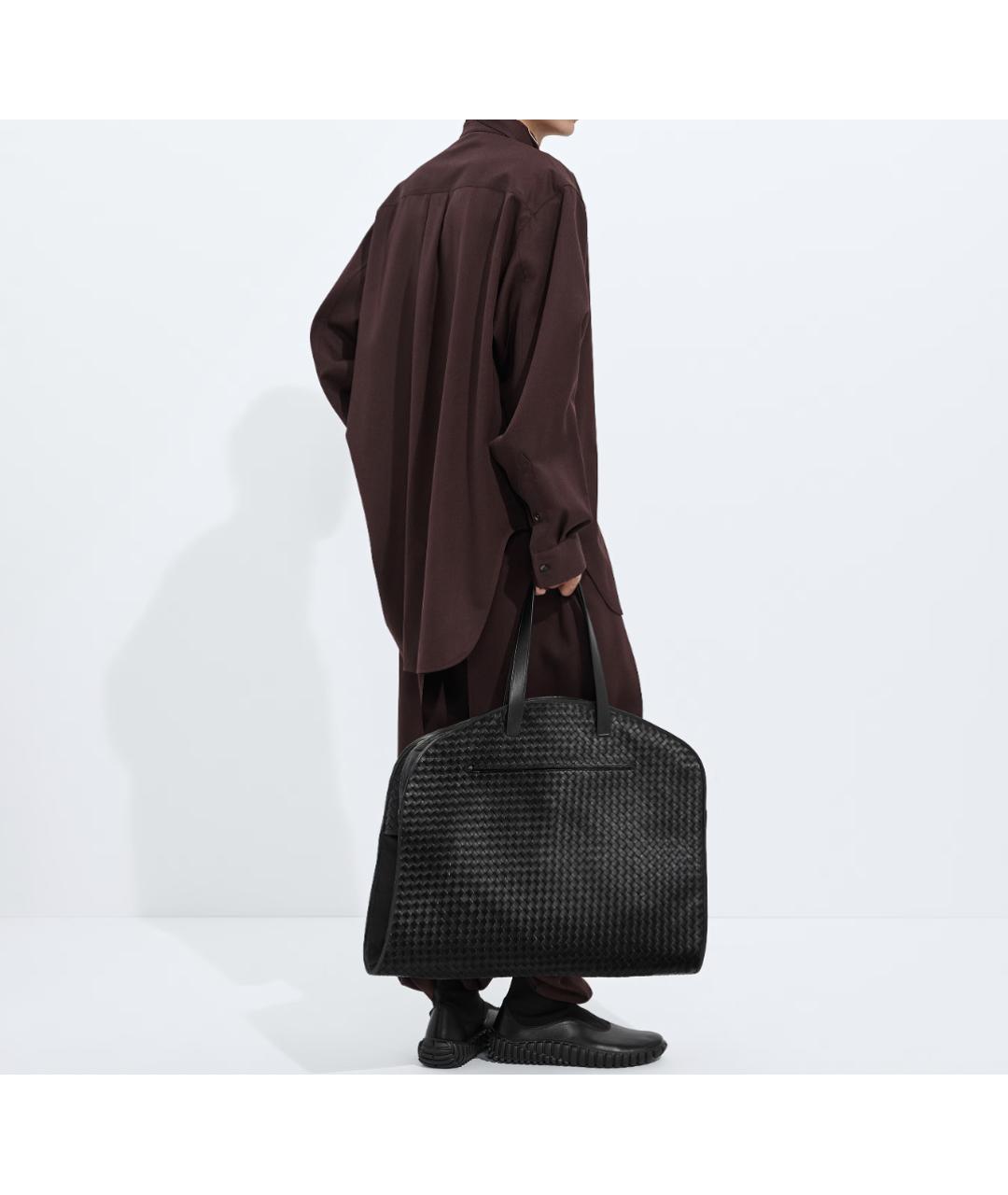 BOTTEGA VENETA Черная кожаная дорожная/спортивная сумка, фото 4