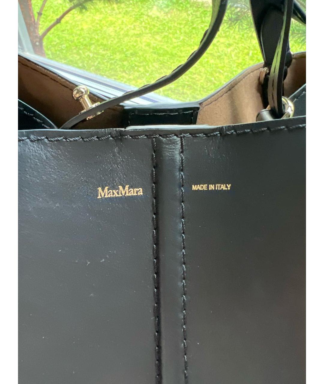 MAX MARA Черная кожаная сумка тоут, фото 6