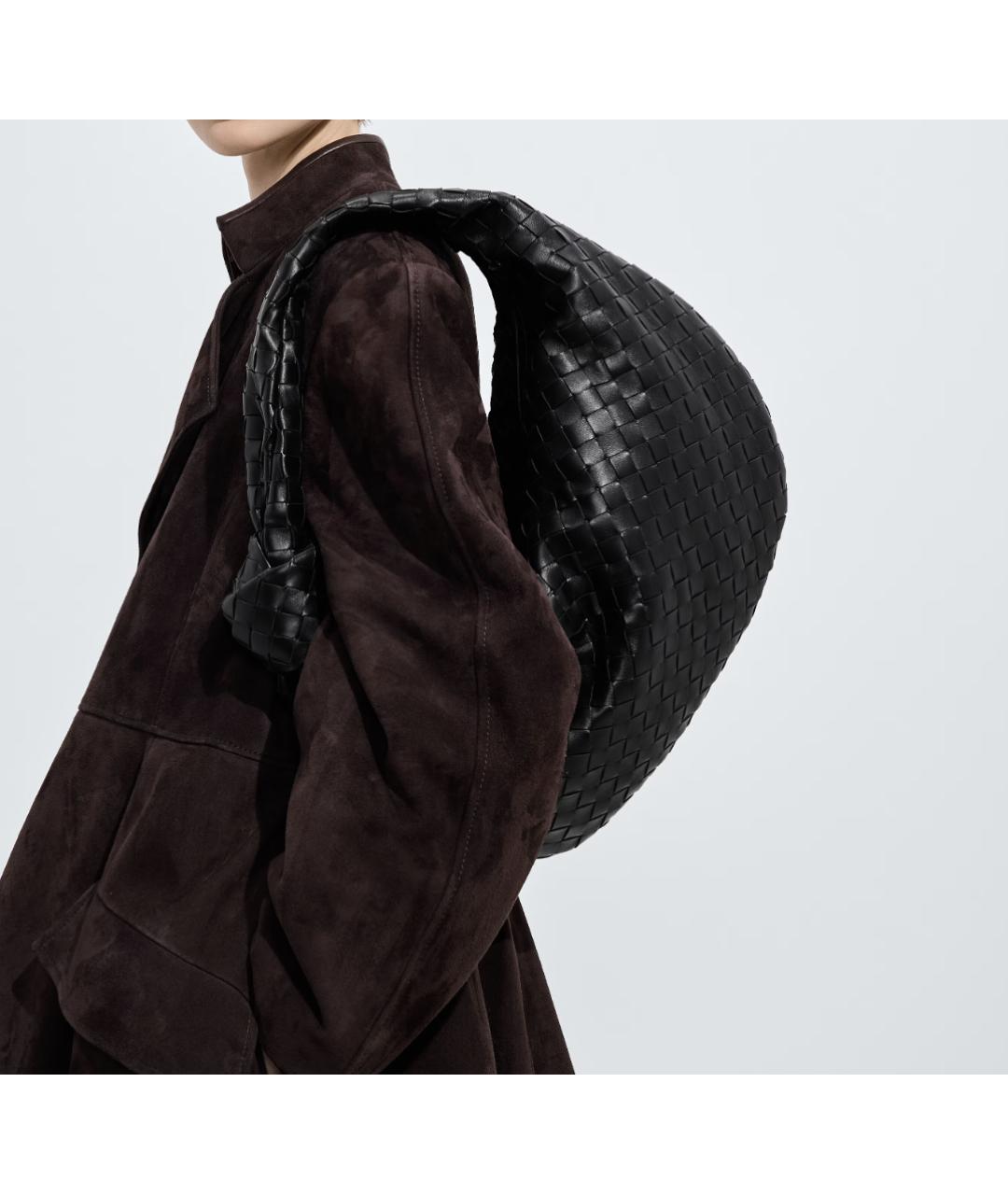 BOTTEGA VENETA Черная кожаная сумка с короткими ручками, фото 4