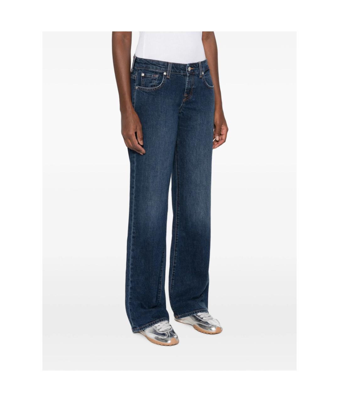 7 FOR ALL MANKIND Синие хлопковые прямые джинсы, фото 3