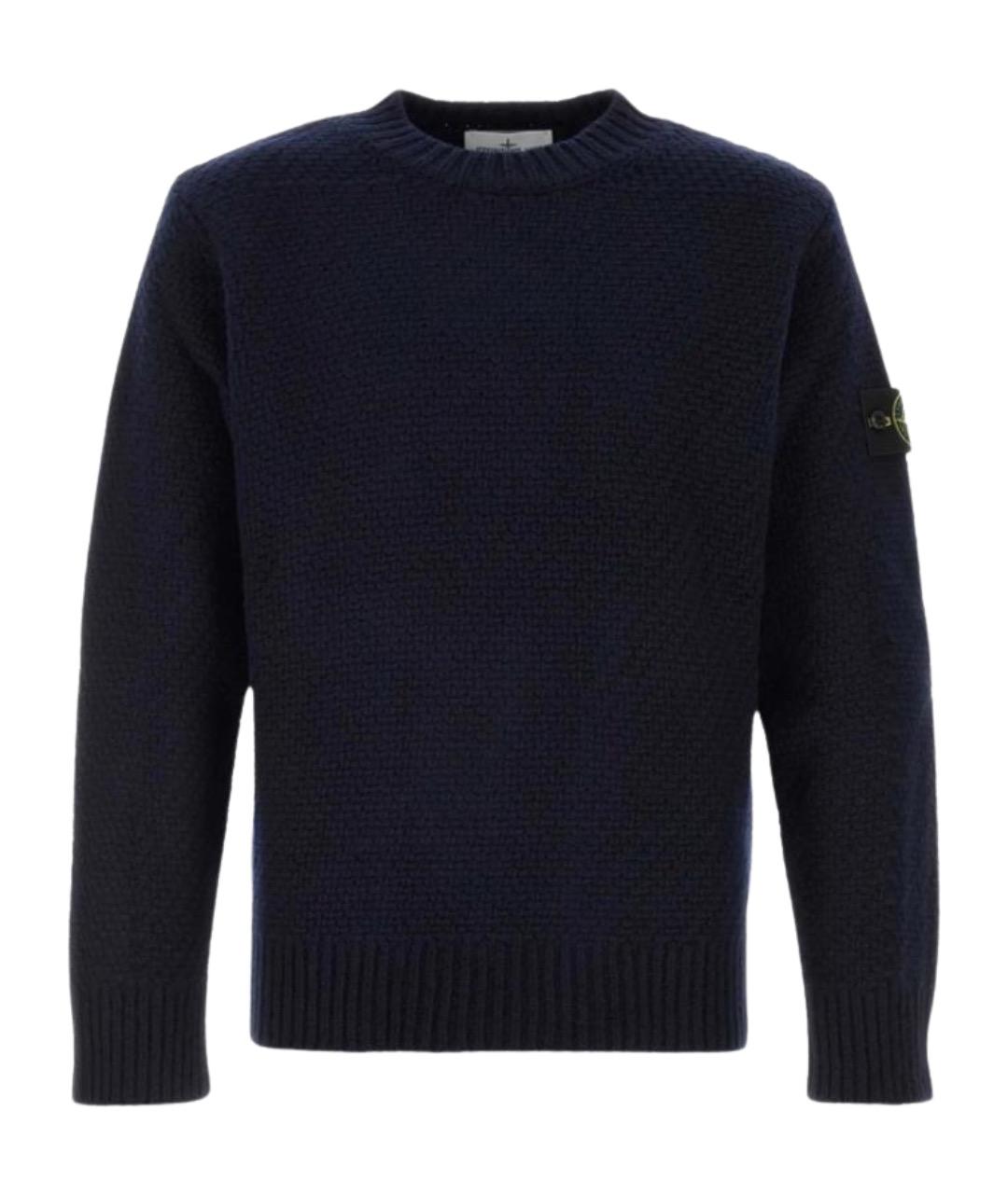 STONE ISLAND Темно-синий шерстяной джемпер / свитер, фото 1