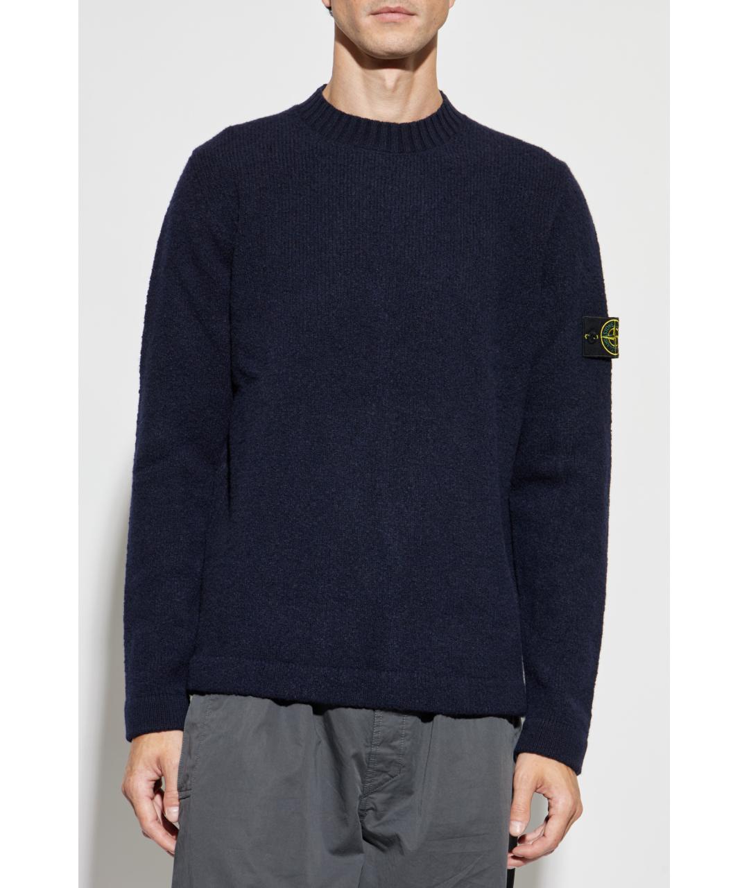 STONE ISLAND Темно-синий шерстяной джемпер / свитер, фото 3