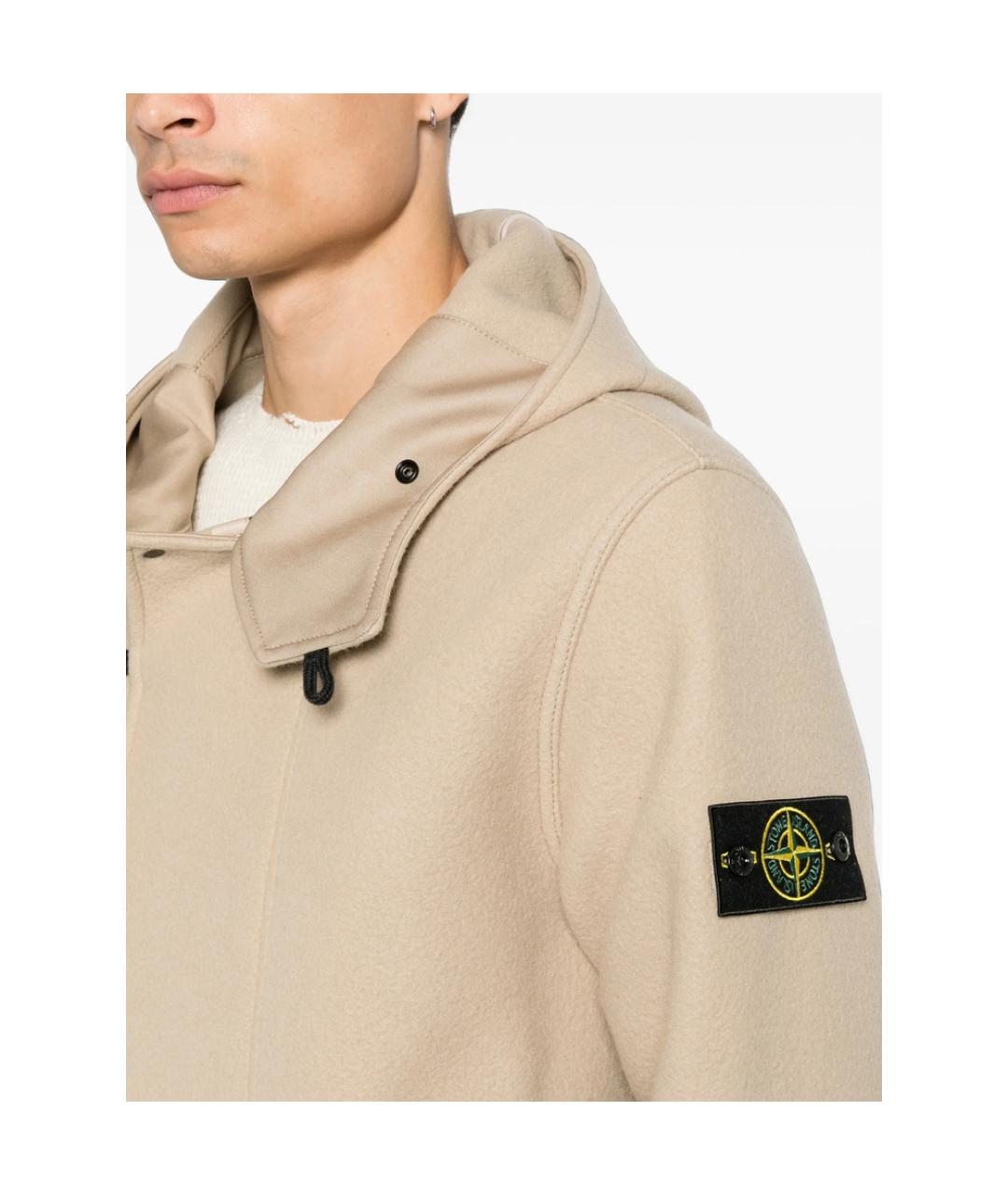 STONE ISLAND Бежевое кашемировое пальто, фото 2
