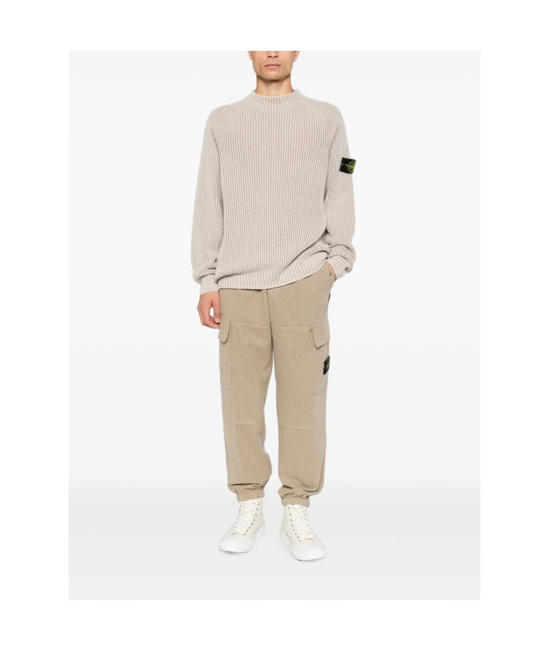 STONE ISLAND Бежевый кашемировый джемпер / свитер, фото 3