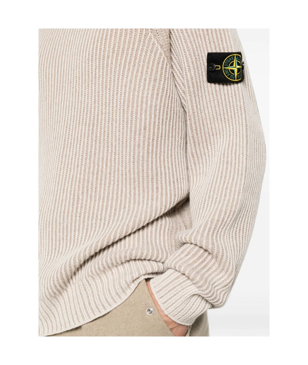 STONE ISLAND Бежевый кашемировый джемпер / свитер, фото 2