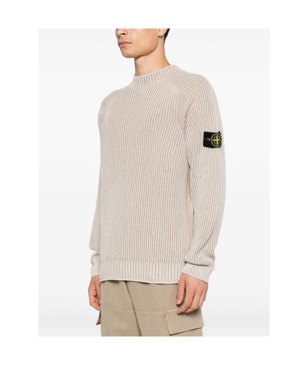 STONE ISLAND Бежевый кашемировый джемпер / свитер, фото 5