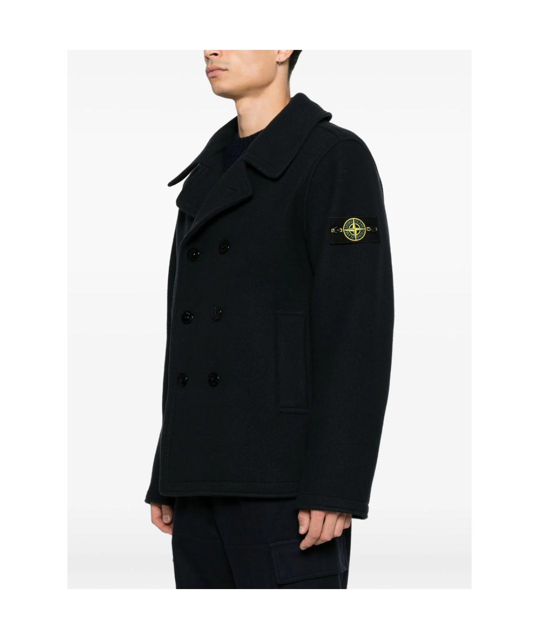 STONE ISLAND Темно-синее кашемировое пальто, фото 2