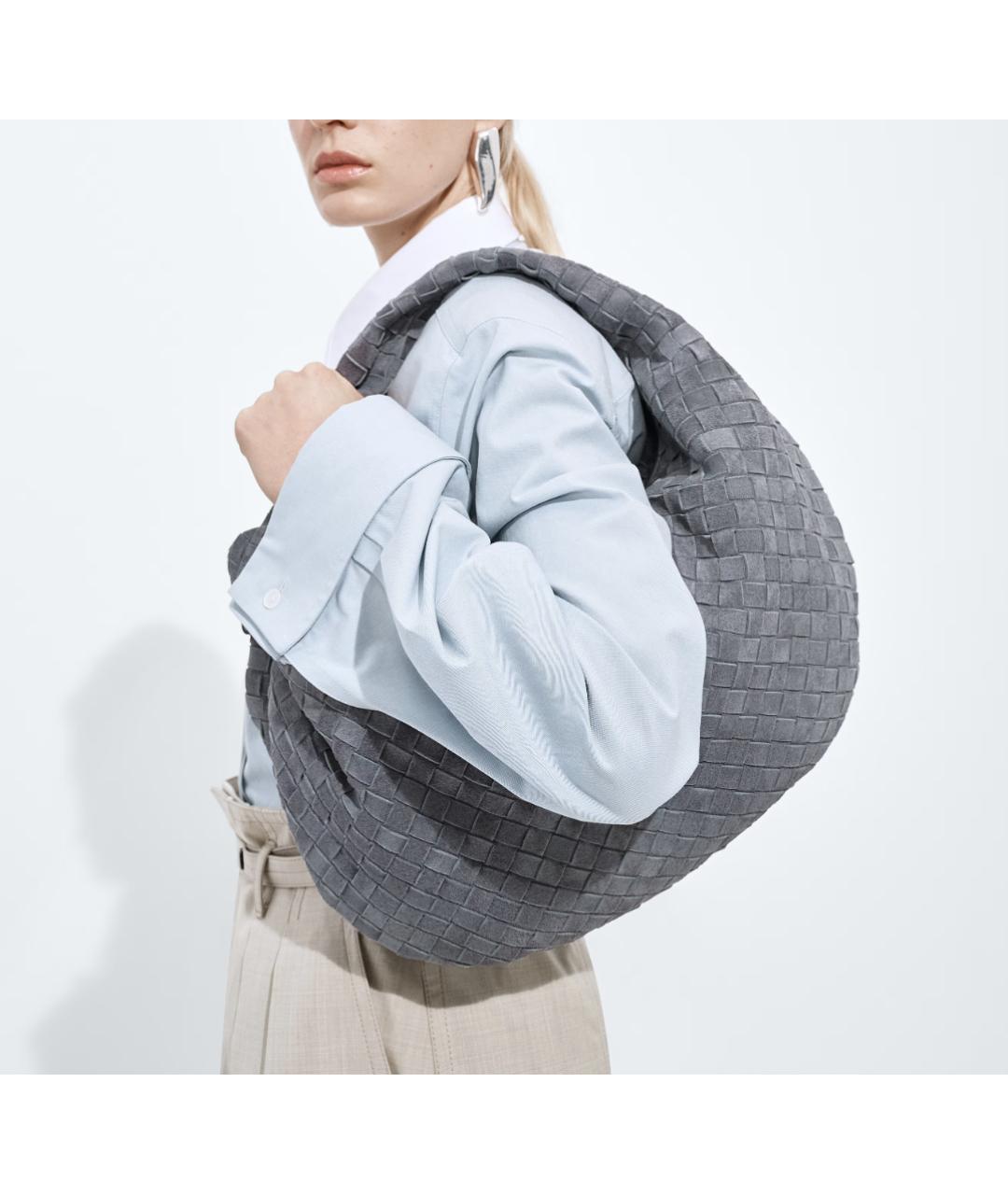BOTTEGA VENETA Серая кожаная сумка с короткими ручками, фото 5