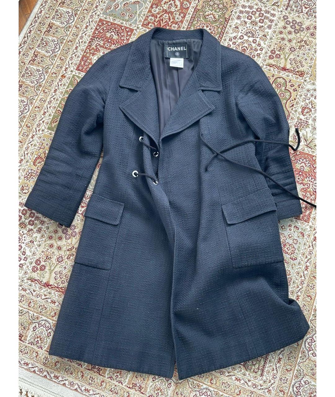 CHANEL Черное хлопковое пальто, фото 2
