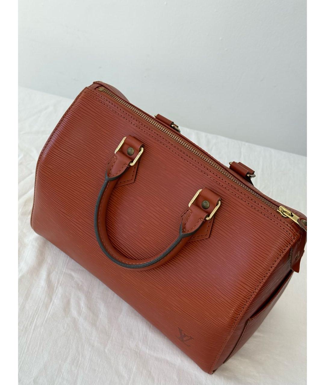 LOUIS VUITTON Коричневая кожаная сумка с короткими ручками, фото 3