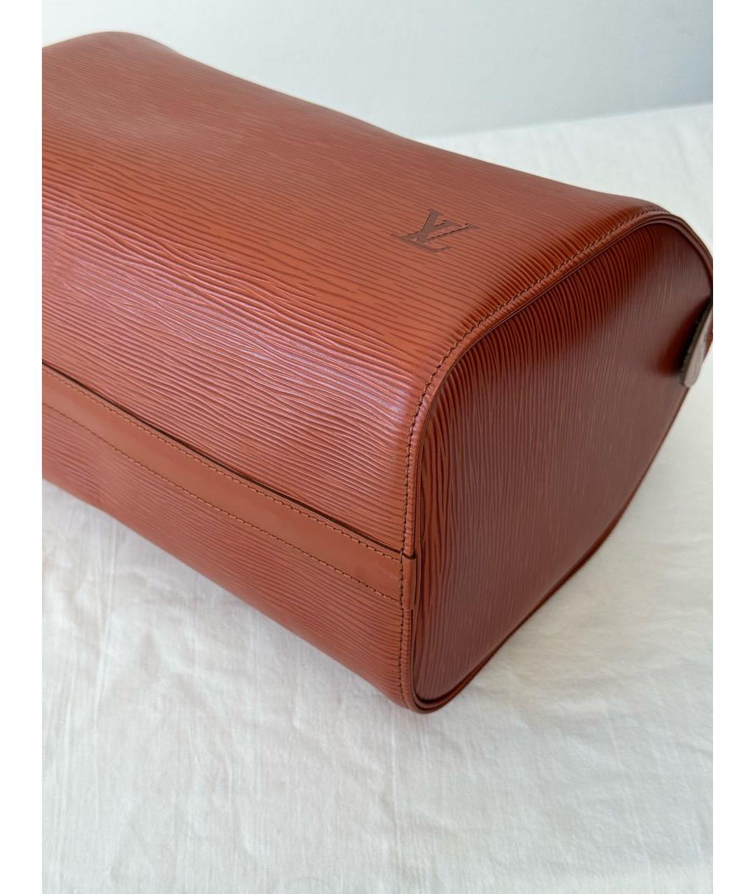 LOUIS VUITTON Коричневая кожаная сумка с короткими ручками, фото 5