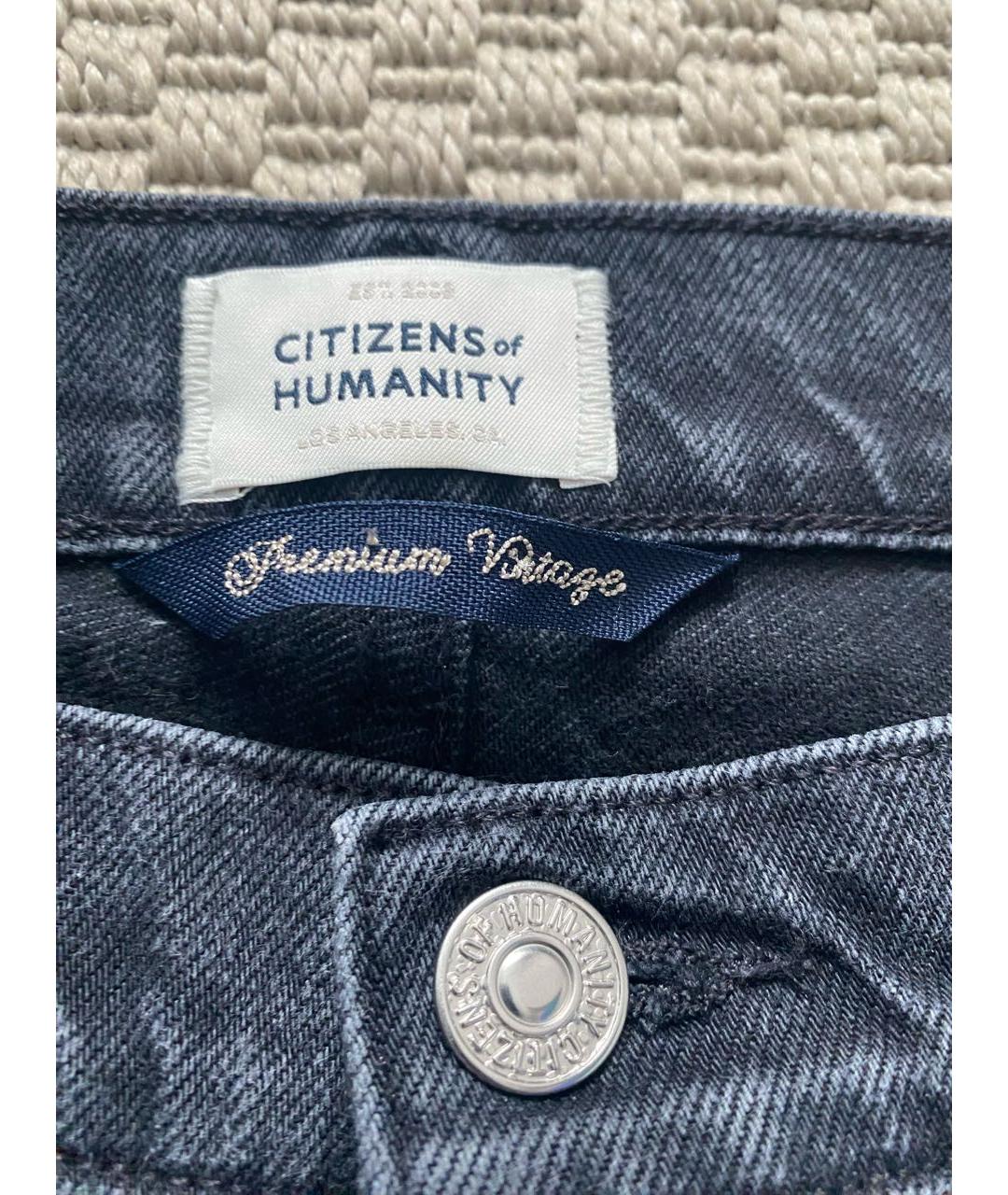 Citizien Of Humanity Черные хлопковые джинсы слим, фото 3