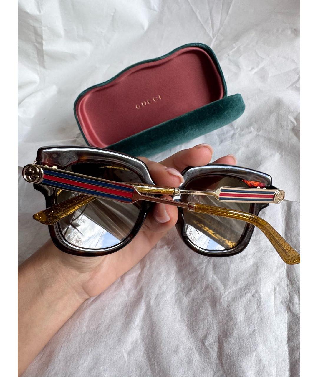 GUCCI Коричневые пластиковые солнцезащитные очки, фото 5