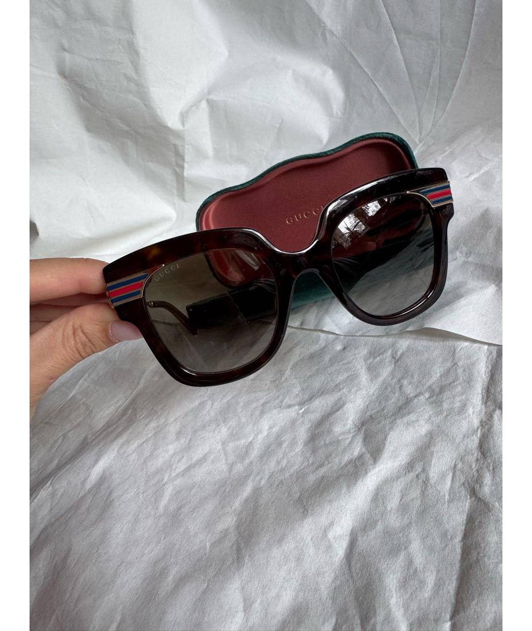 GUCCI Коричневые пластиковые солнцезащитные очки, фото 4