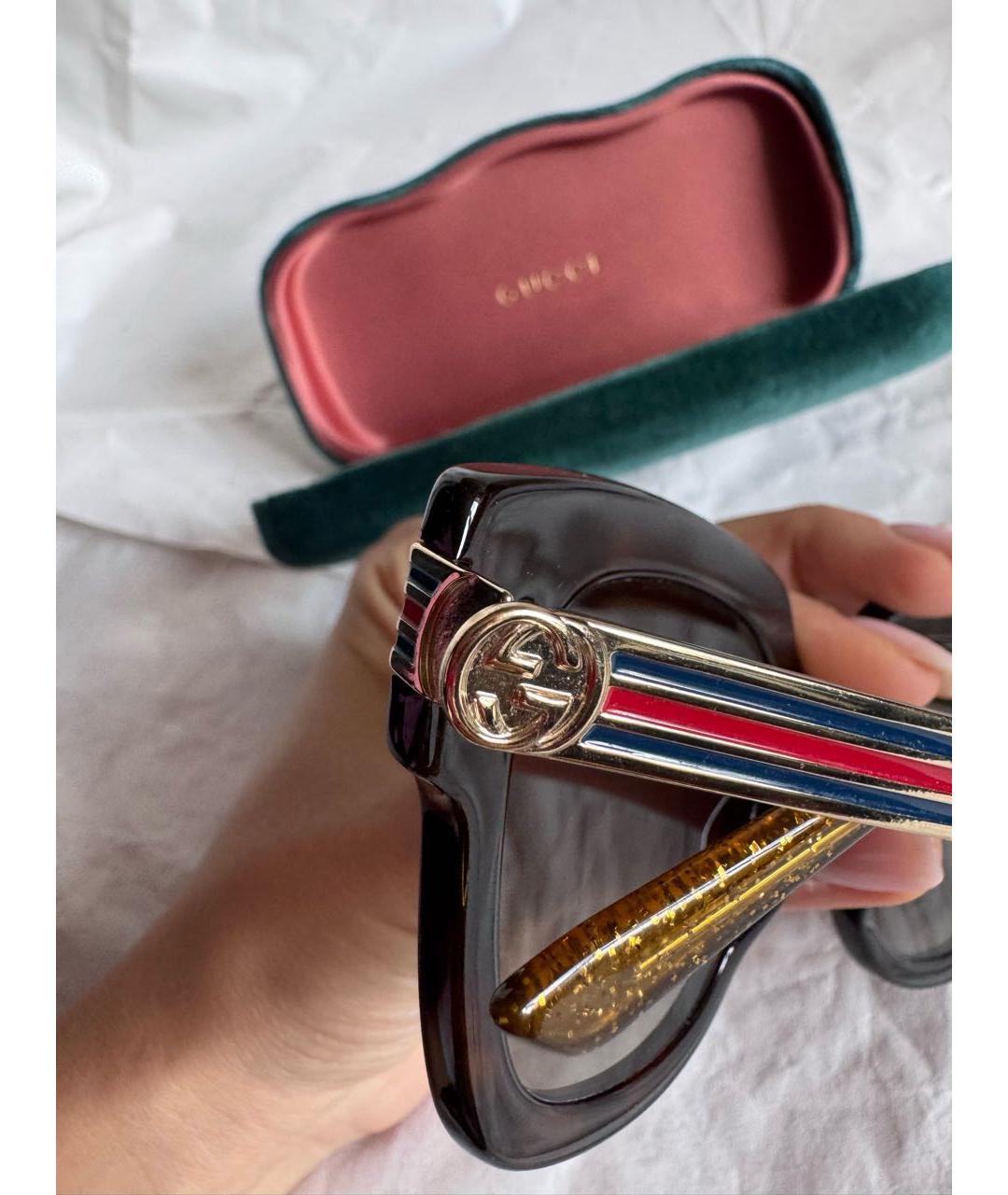 GUCCI Коричневые пластиковые солнцезащитные очки, фото 8