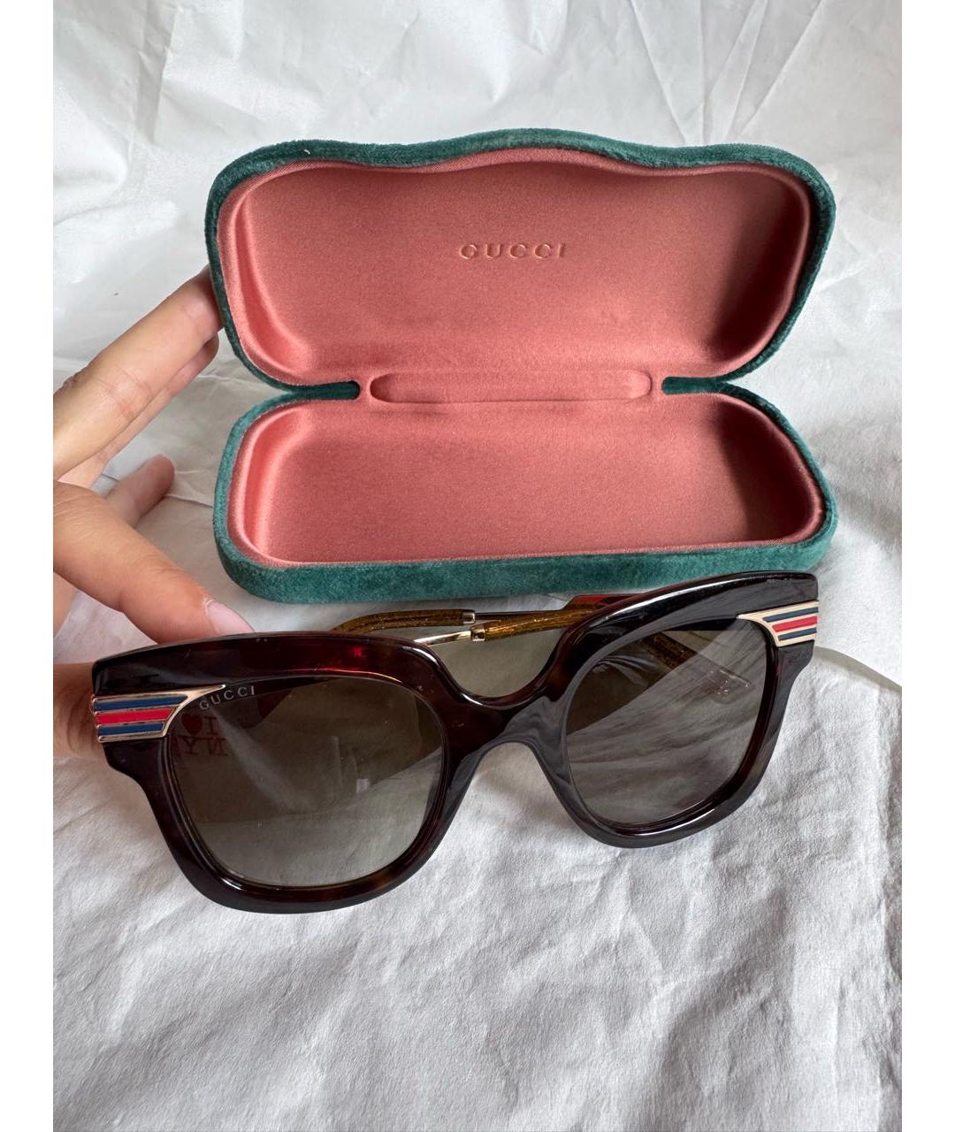 GUCCI Коричневые пластиковые солнцезащитные очки, фото 9