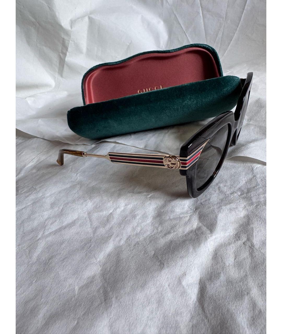 GUCCI Коричневые пластиковые солнцезащитные очки, фото 2