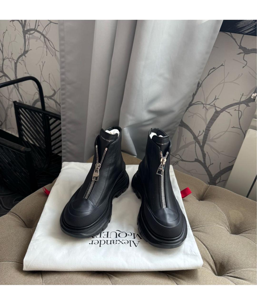 ALEXANDER MCQUEEN Черные кожаные ботинки, фото 2