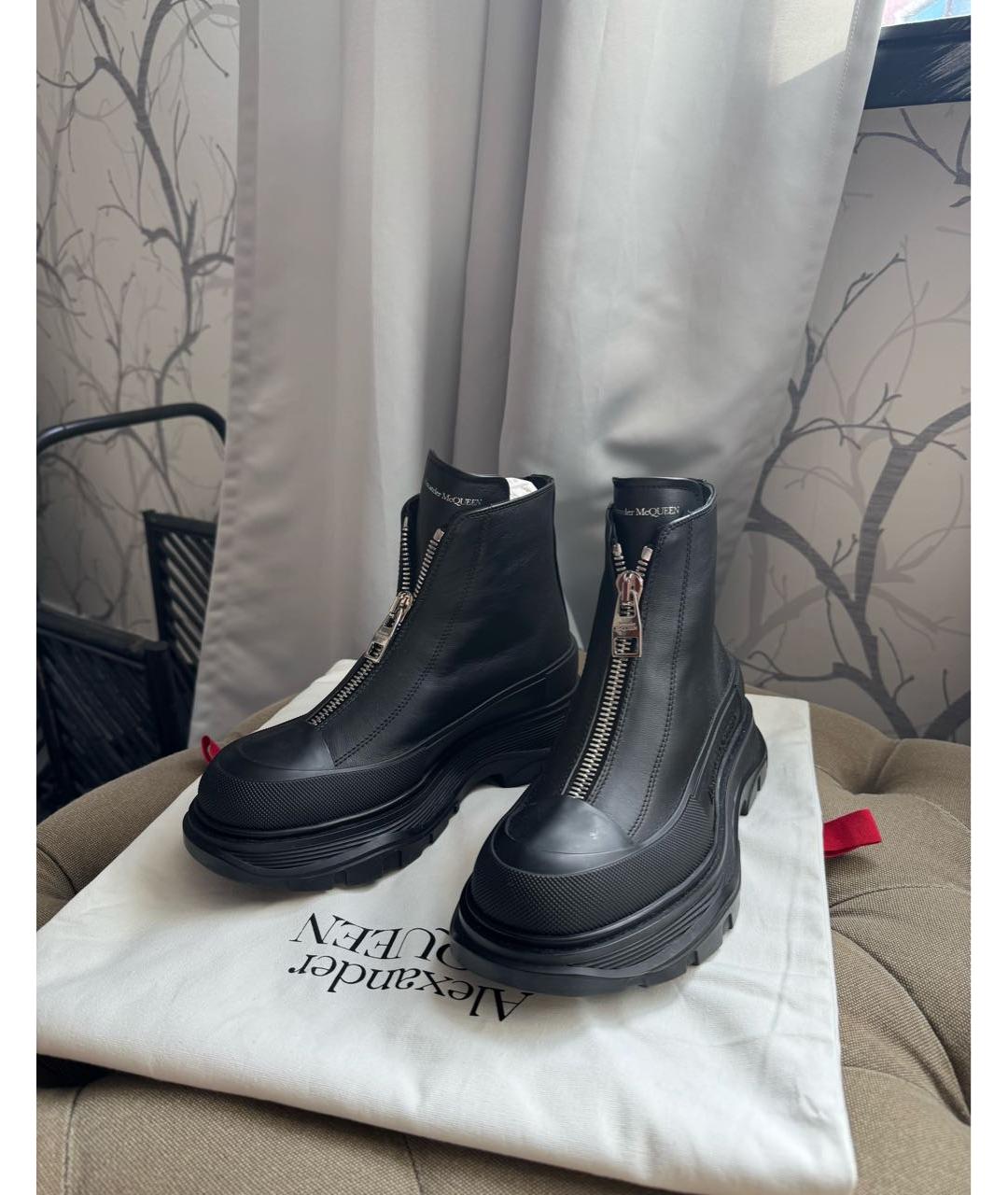 ALEXANDER MCQUEEN Черные кожаные ботинки, фото 5