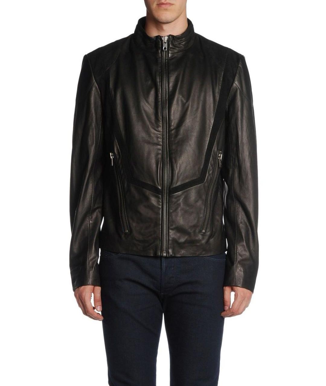 DIESEL BLACK GOLD Черная кожаная куртка, фото 2