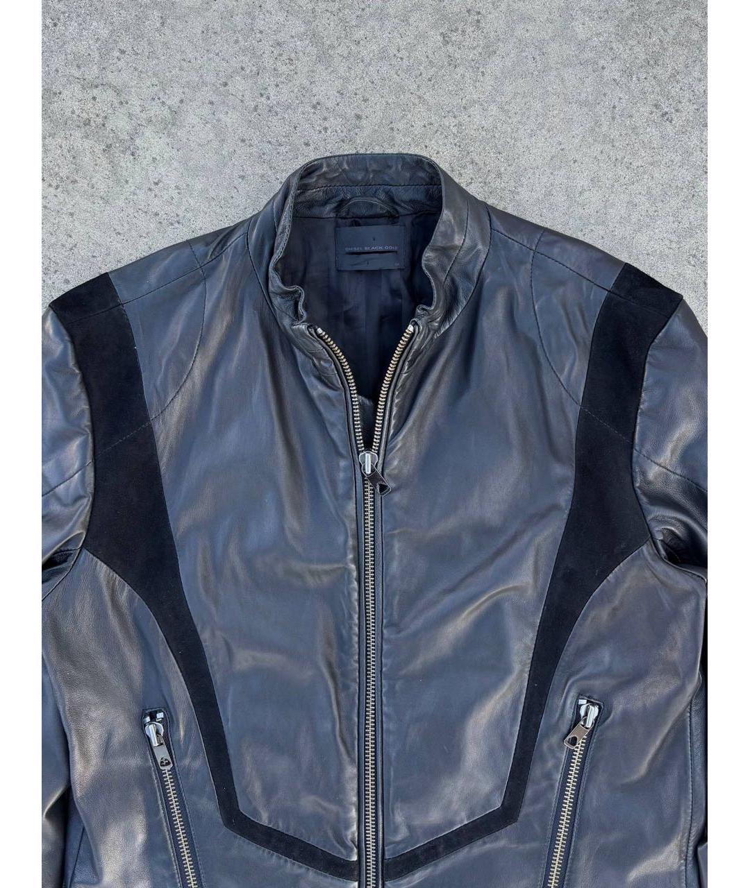 DIESEL BLACK GOLD Черная кожаная куртка, фото 4