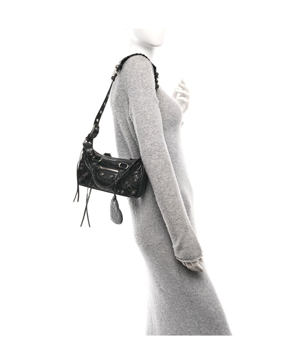 BALENCIAGA Черная кожаная сумка с короткими ручками, фото 6