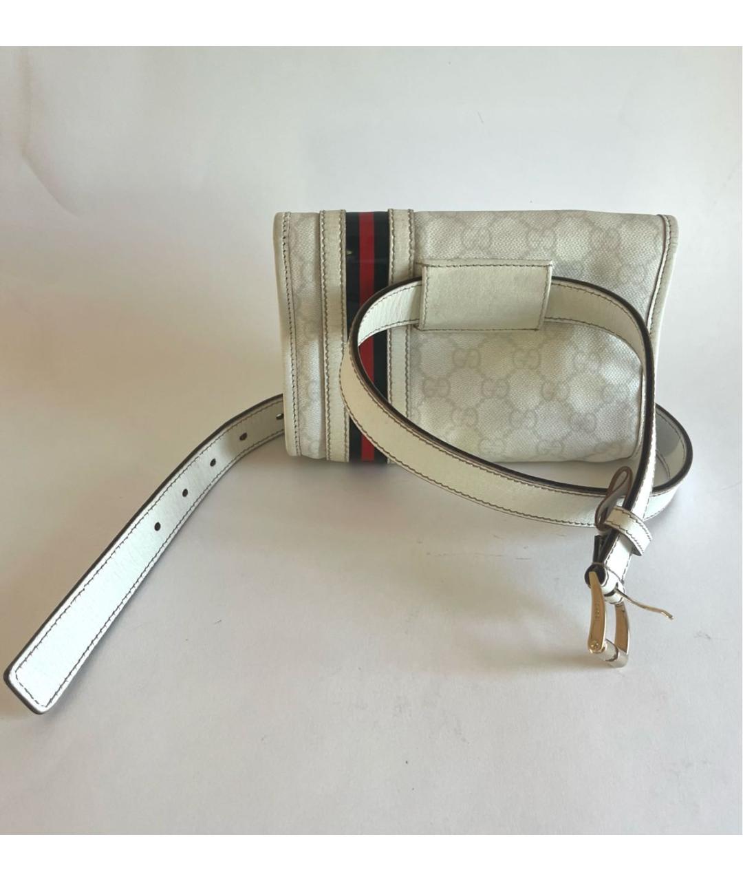 GUCCI Белая поясная сумка из канвы, фото 3