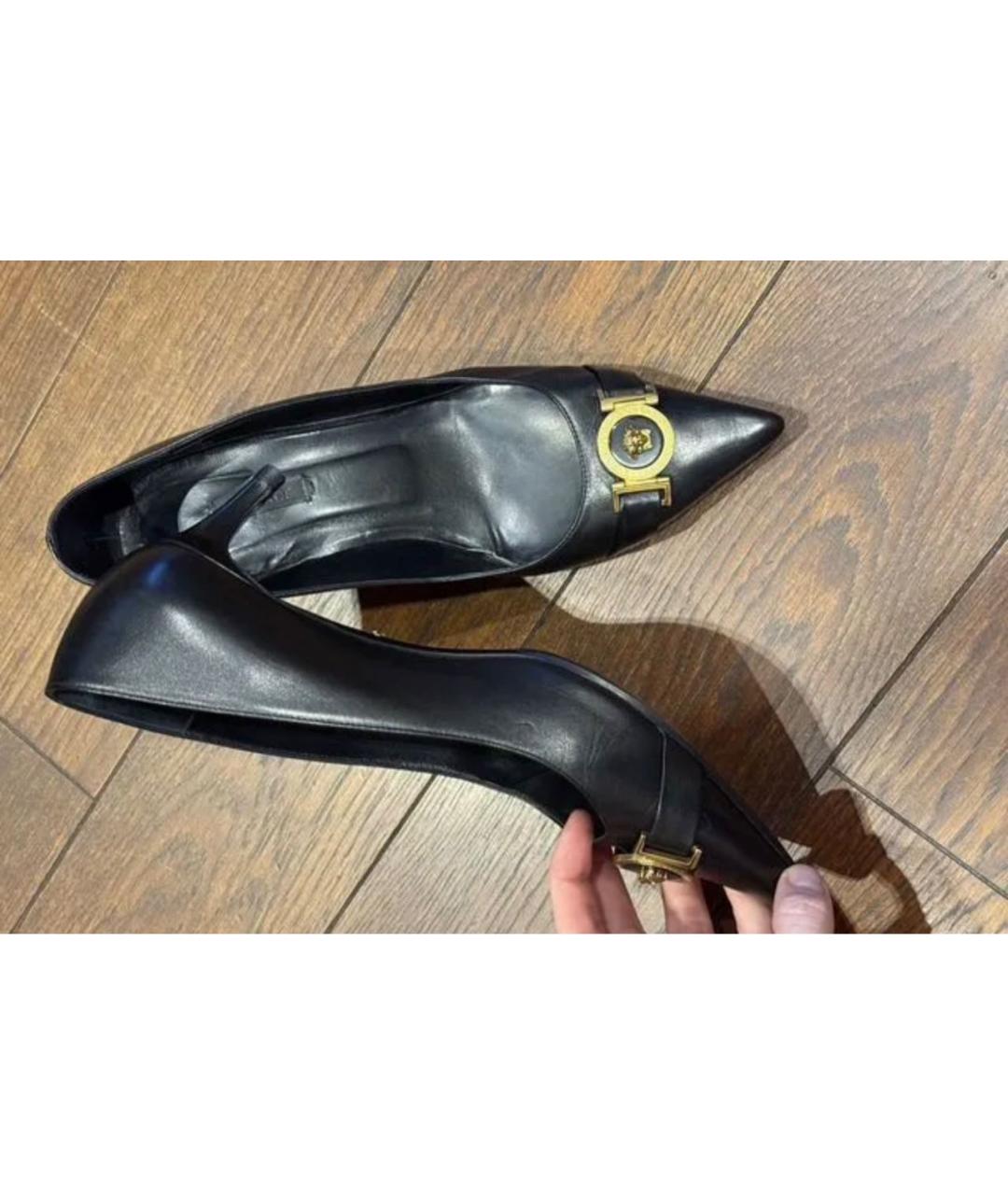VERSACE Черные кожаные туфли, фото 6