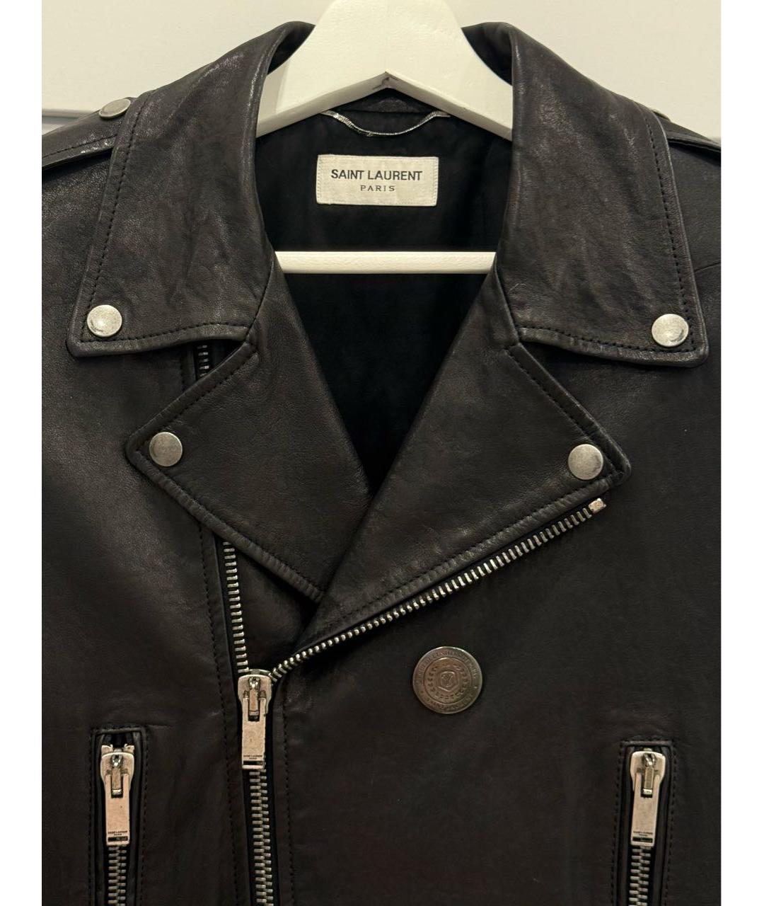 SAINT LAURENT Черная кожаная куртка, фото 3