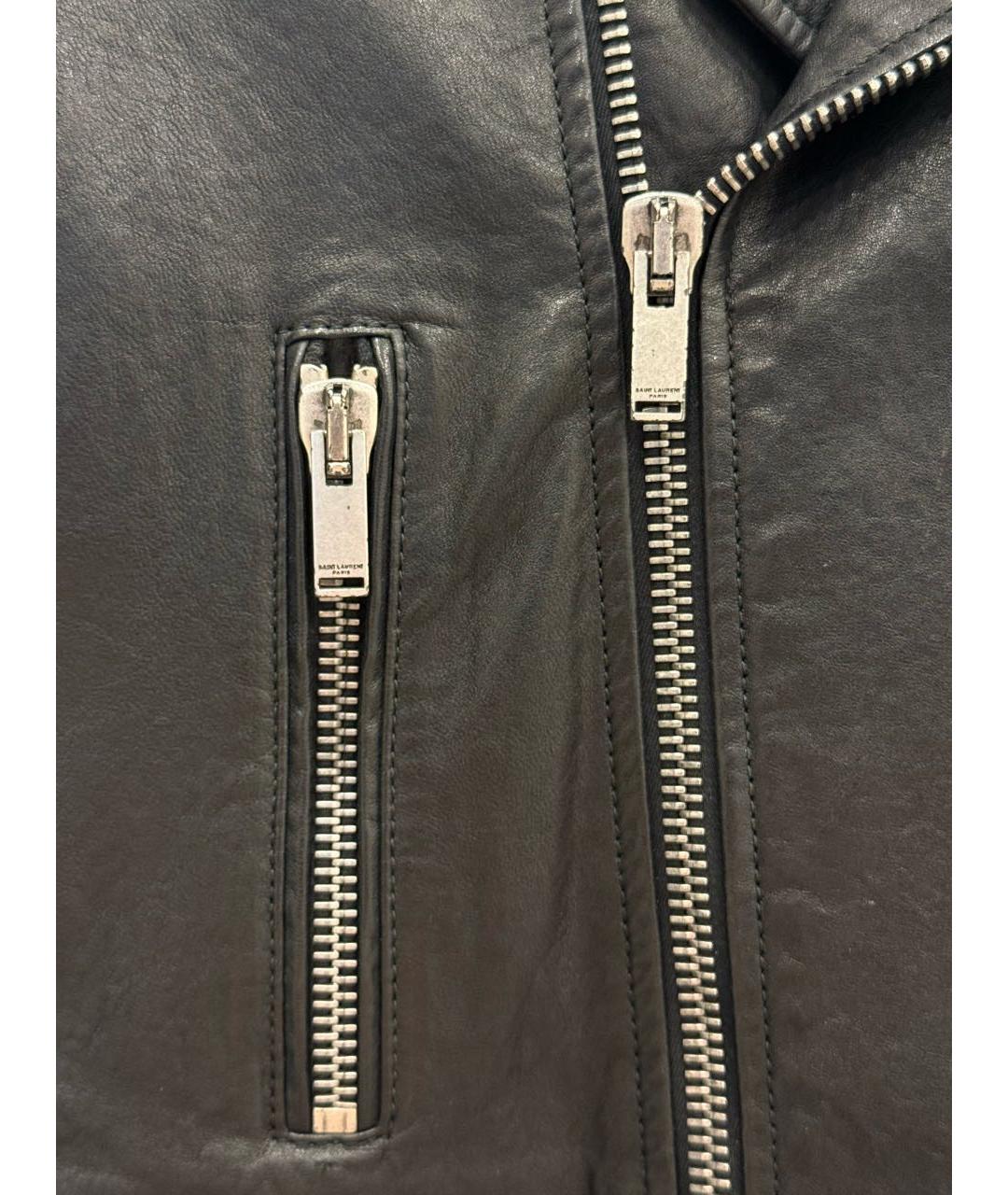 SAINT LAURENT Черная кожаная куртка, фото 4