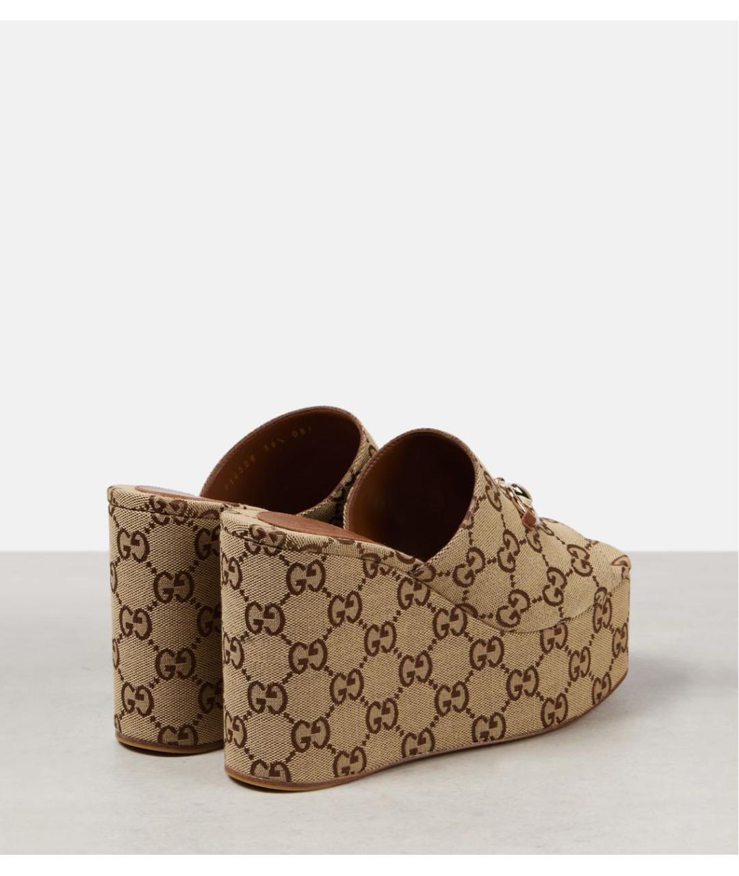 GUCCI Бежевые текстильные босоножки, фото 2