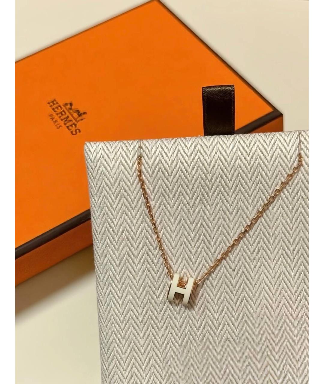 HERMES Белая металлическая подвеска, фото 4