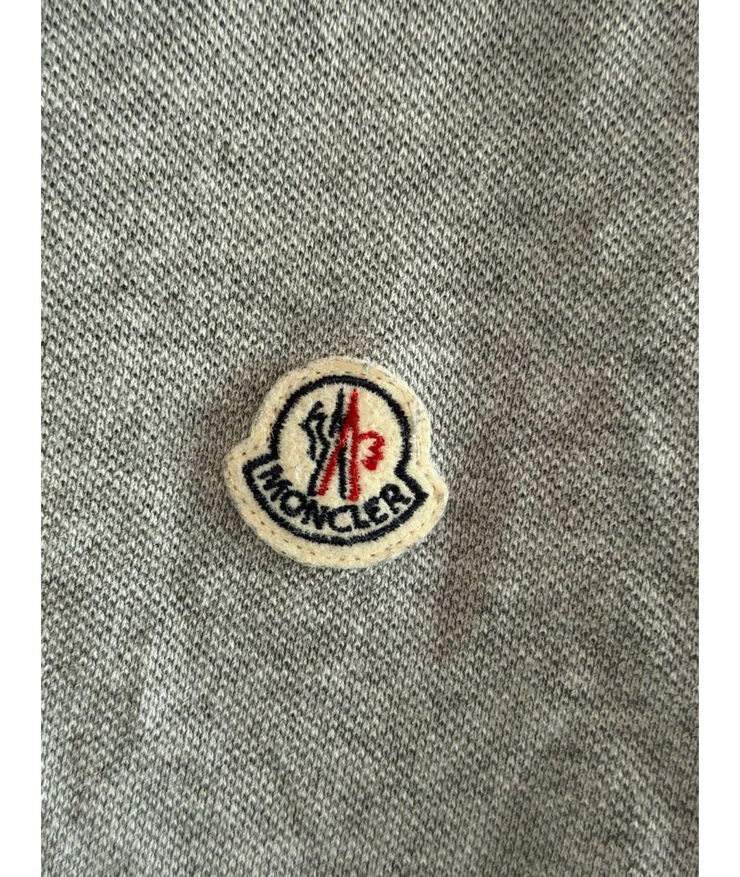 MONCLER Серое хлопковое поло с коротким рукавом, фото 2