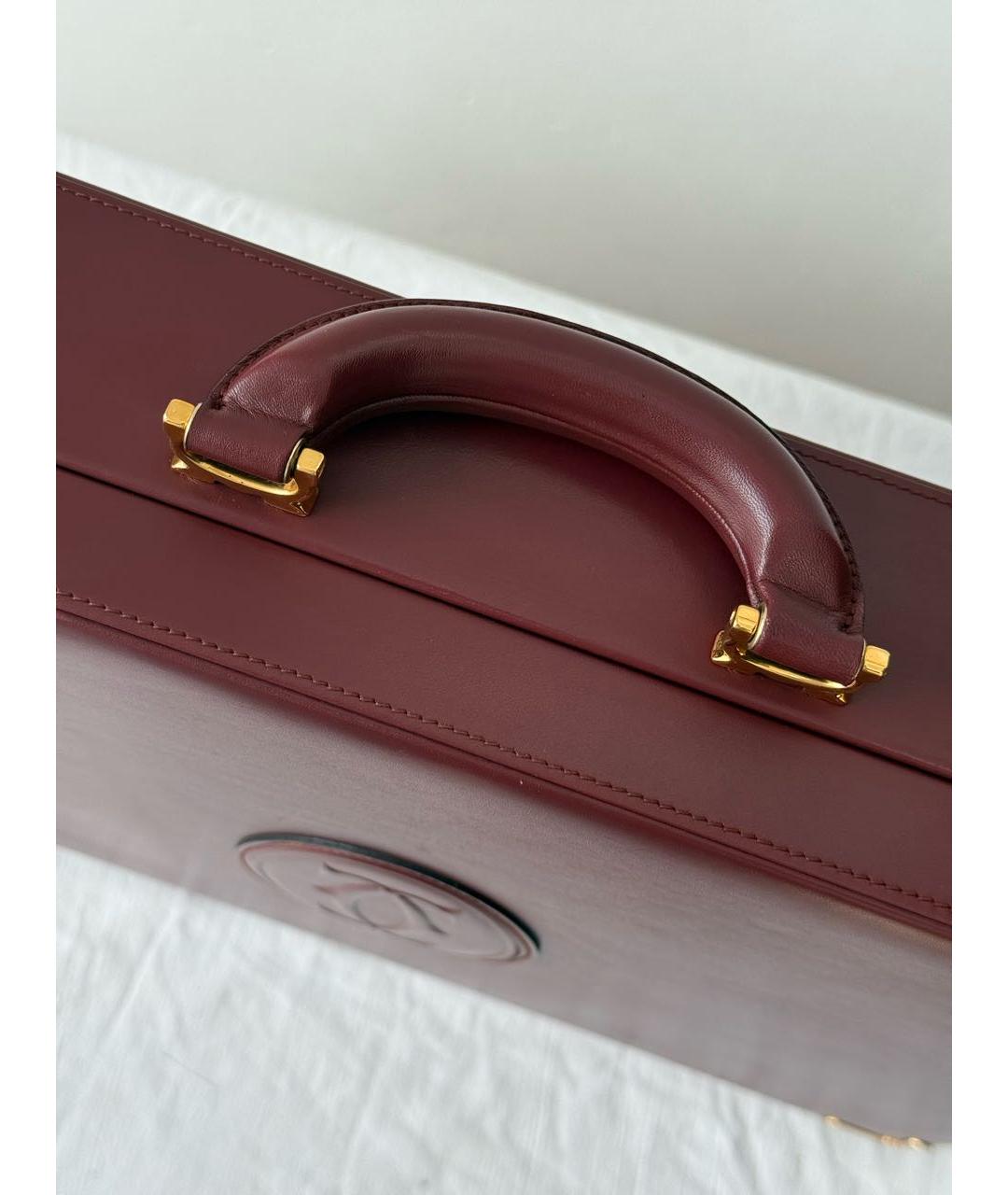 CARTIER Бордовый кожаный портфель, фото 2
