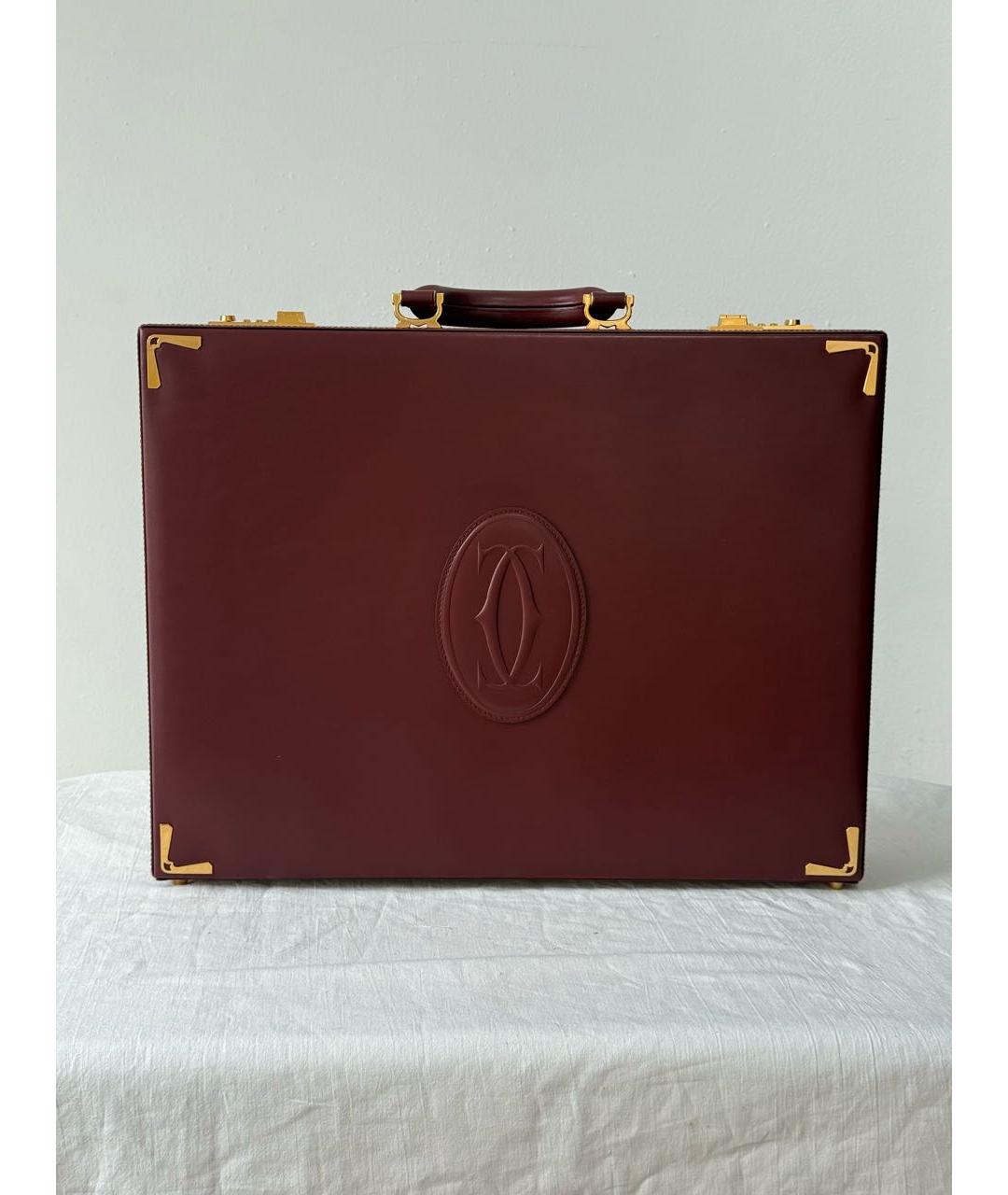 CARTIER Бордовый кожаный портфель, фото 8