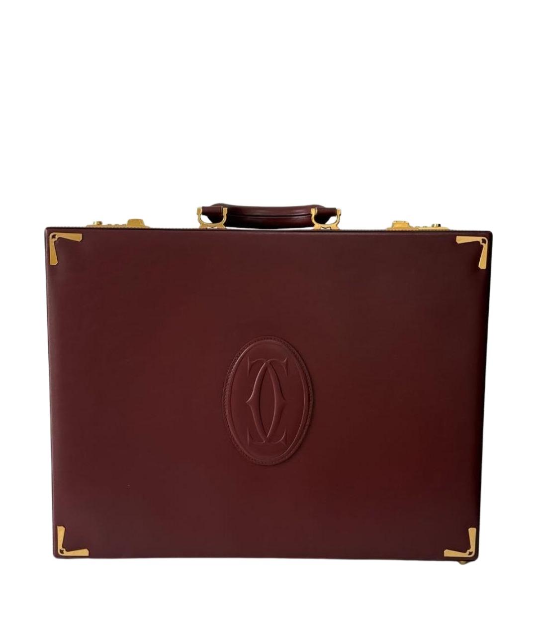CARTIER Бордовый кожаный портфель, фото 1