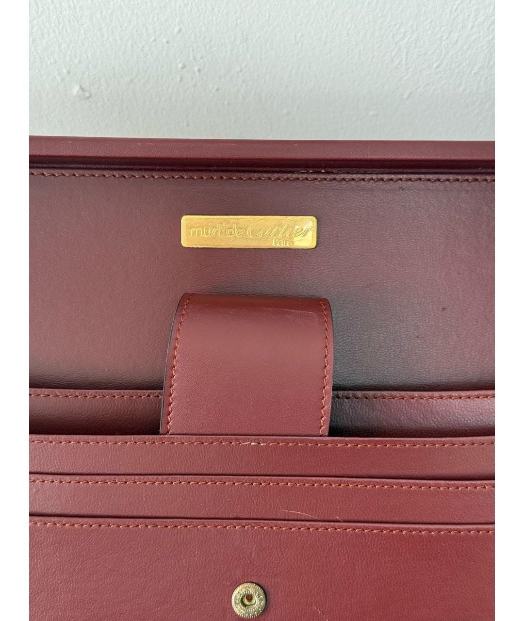 CARTIER Бордовый кожаный портфель, фото 7