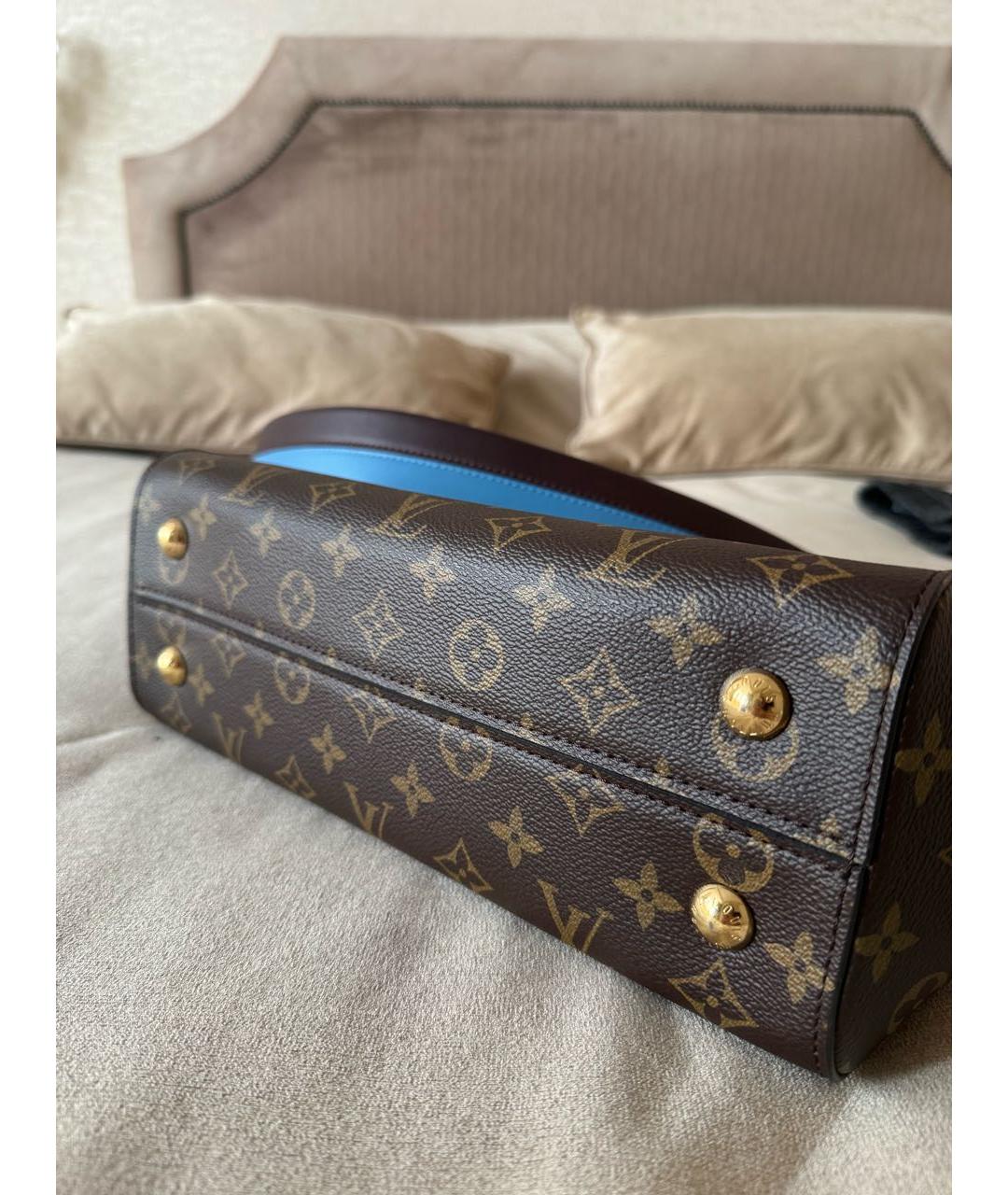 LOUIS VUITTON Коричневая кожаная сумка с короткими ручками, фото 7