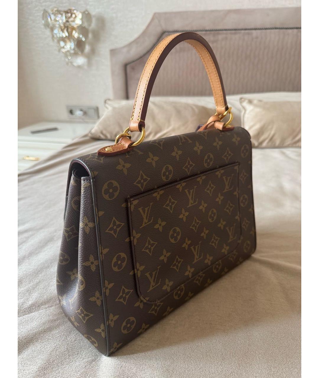 LOUIS VUITTON Коричневая кожаная сумка с короткими ручками, фото 5