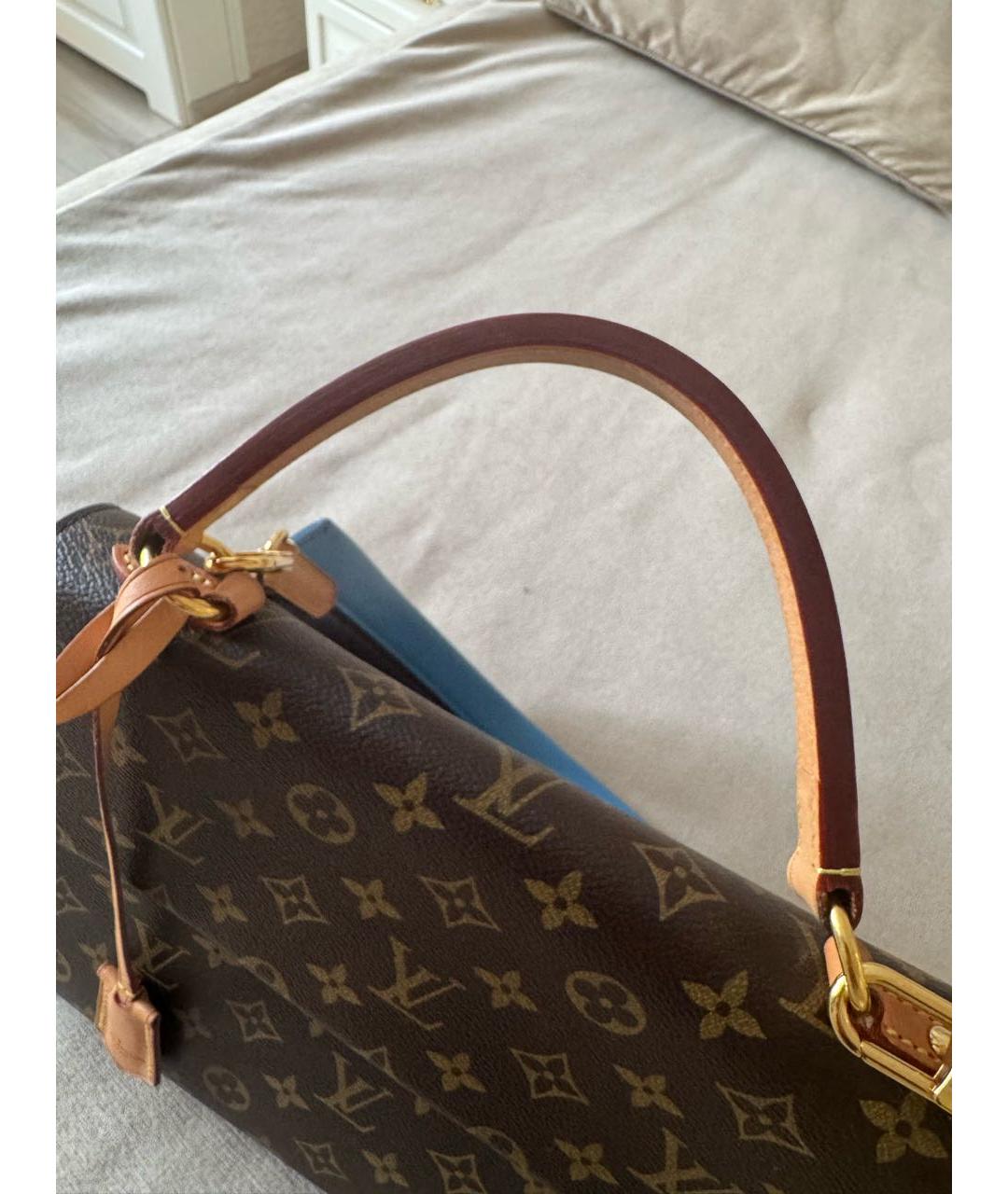 LOUIS VUITTON Коричневая кожаная сумка с короткими ручками, фото 4