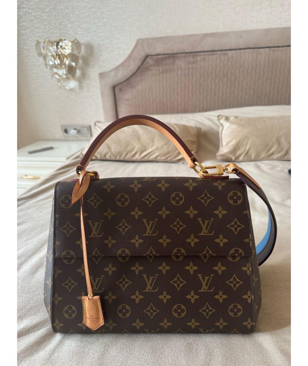 LOUIS VUITTON Коричневая кожаная сумка с короткими ручками, фото 9