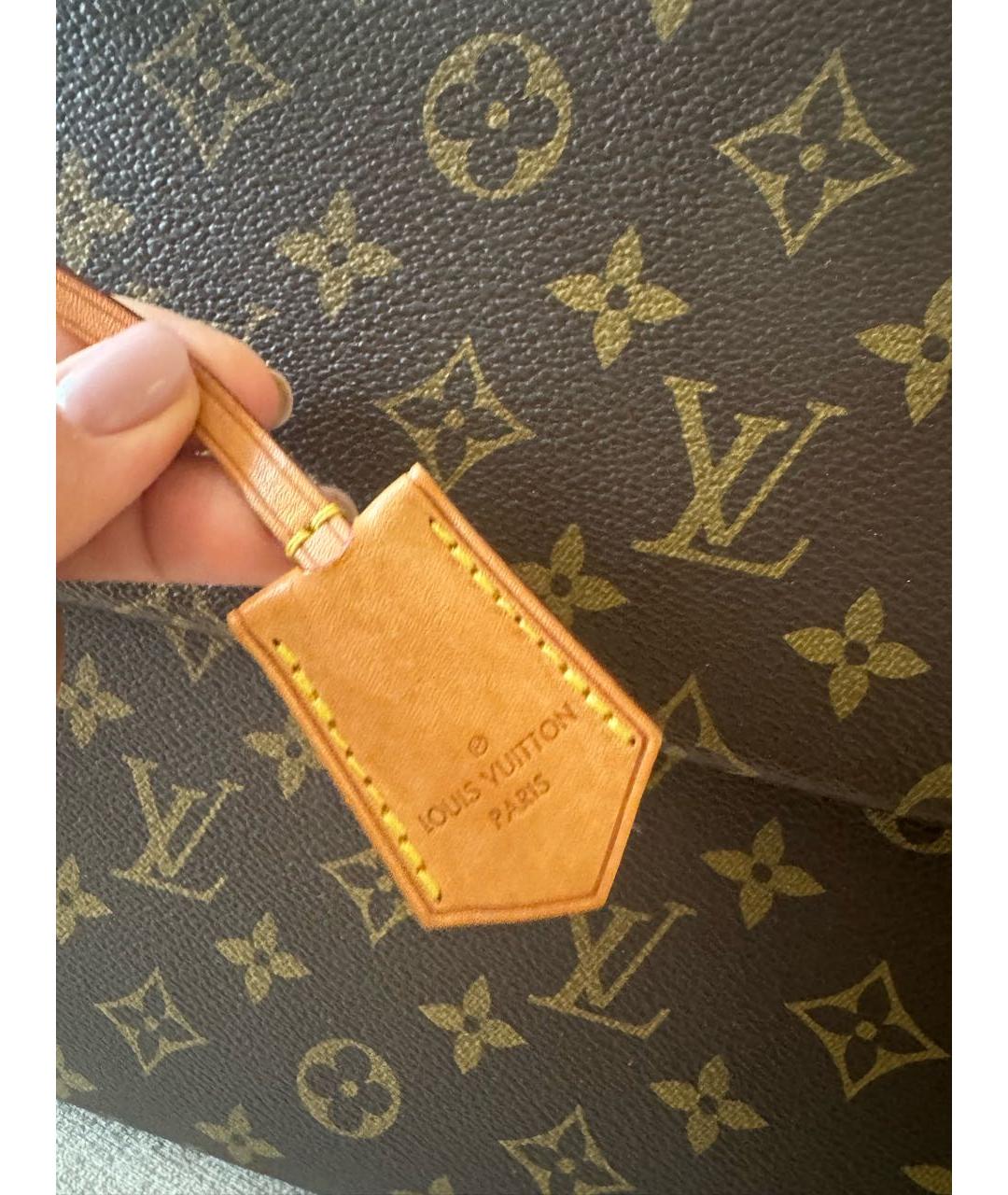 LOUIS VUITTON Коричневая кожаная сумка с короткими ручками, фото 2
