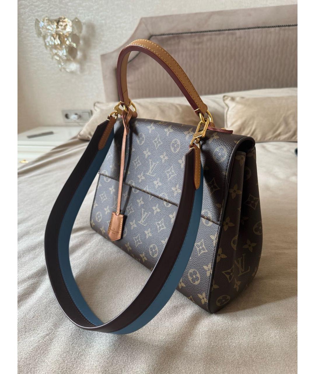 LOUIS VUITTON Коричневая кожаная сумка с короткими ручками, фото 6