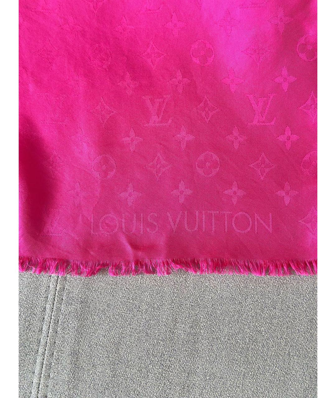 LOUIS VUITTON Красный шелковый платок, фото 6