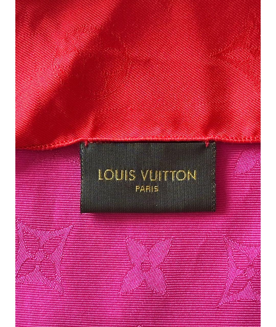 LOUIS VUITTON Красный шелковый платок, фото 7