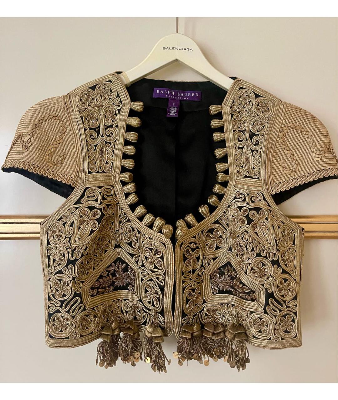 RALPH LAUREN COLLECTION Золотой шелковый жилет, фото 5