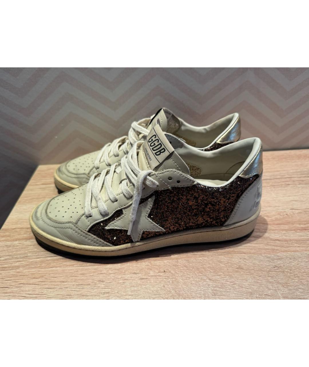 GOLDEN GOOSE Бежевые кожаные кеды, фото 8