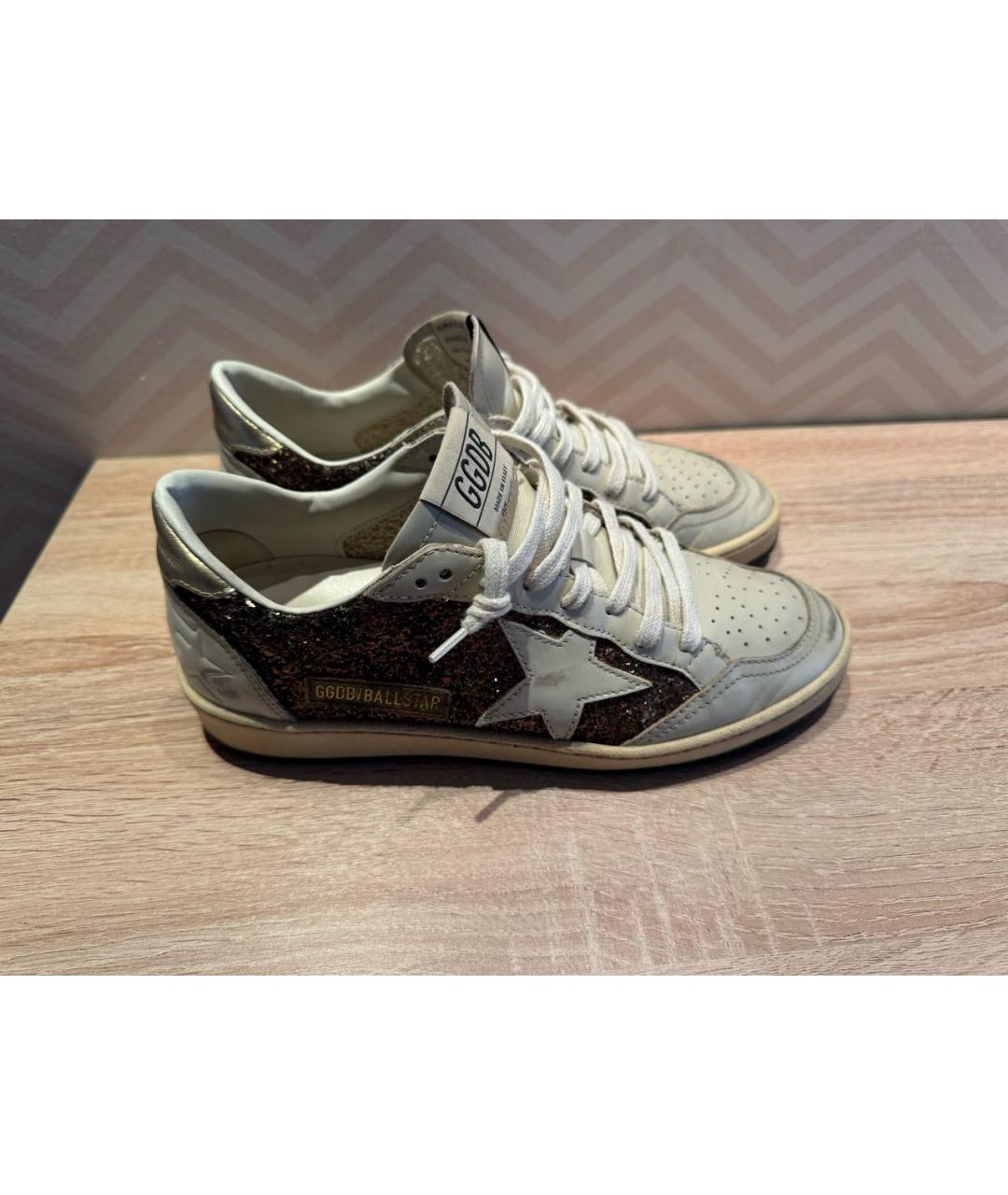 GOLDEN GOOSE Бежевые кожаные кеды, фото 3